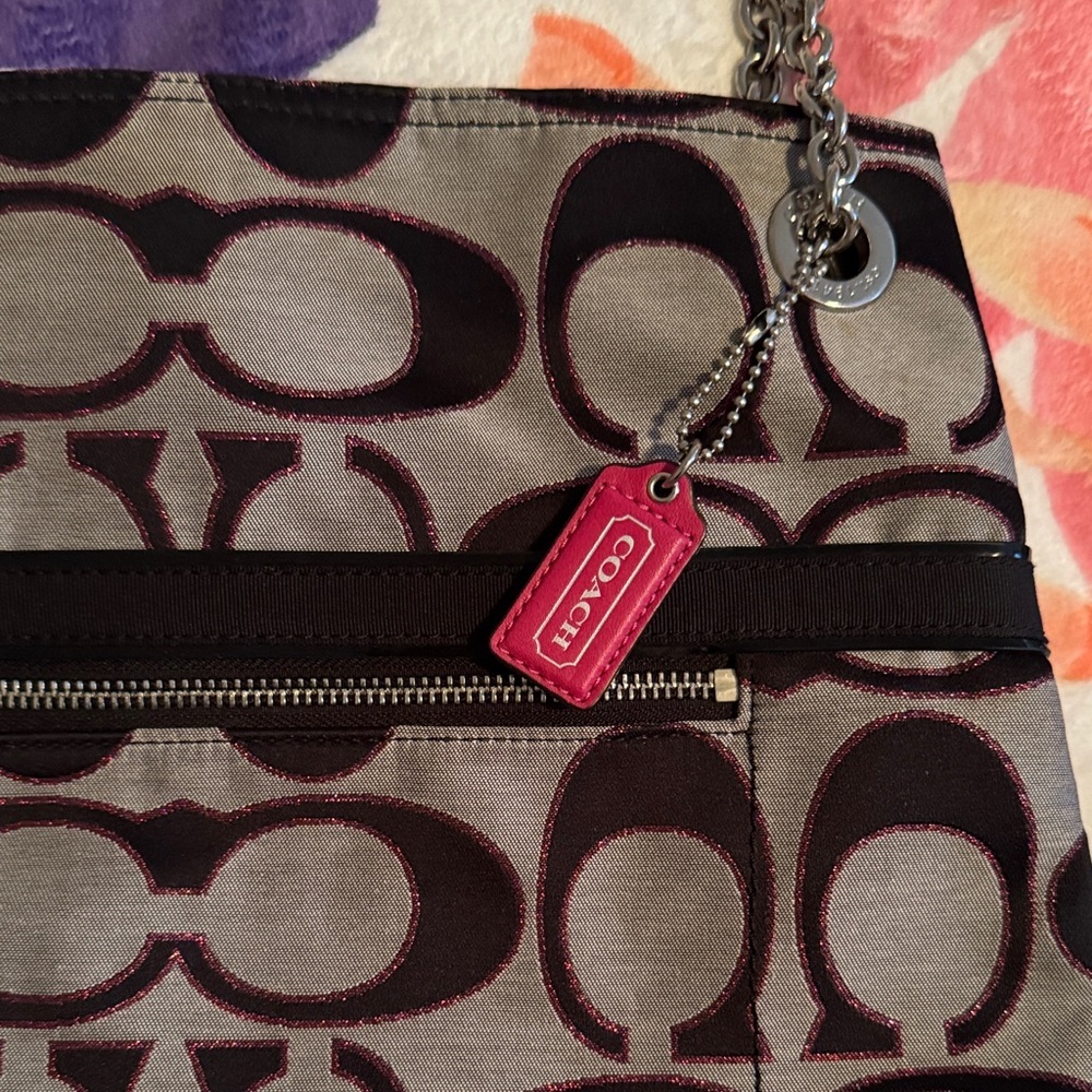 Coach Signature Gray, Black, and Pink Glitter Women's Bag Set - Picture 6 of 16